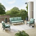 Claustro Outdoor Sofa Set, Mist & Oil Rubbed Bronze - Sofa & 2 Arm Chairs - 3 Piece CL3043549